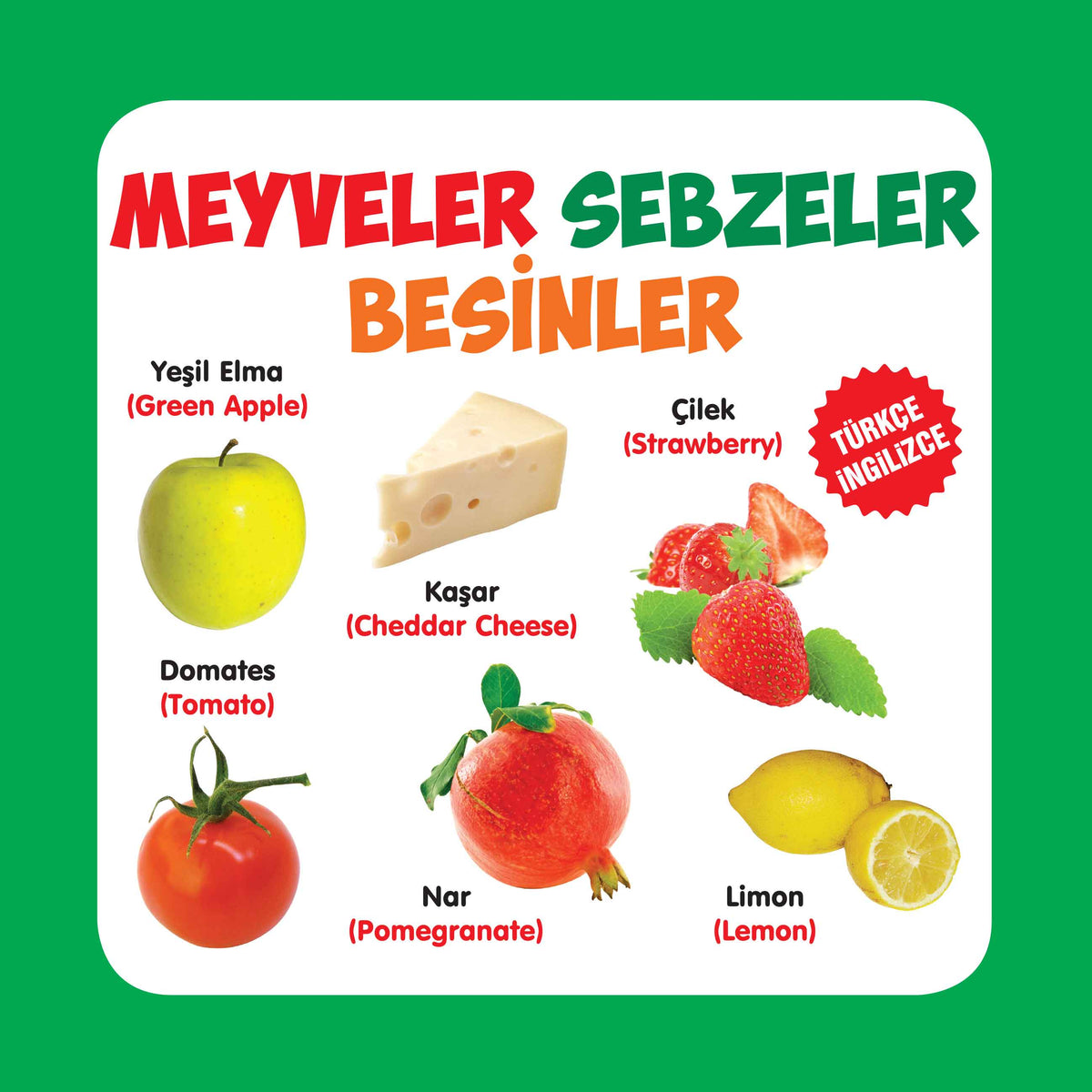 Obst - Gemüse - Lebensmittel Türkisch-Englisch